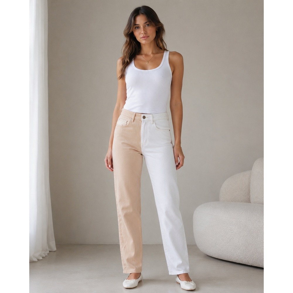 Hollister Y2K Skater Retro Colorblock Denim Jeans Crop Y2K 26x26 Size 1 Indie
